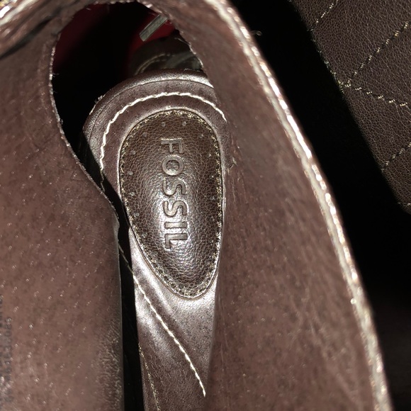 Fossil lace up for peep toe wedges - Picture 4 of 6